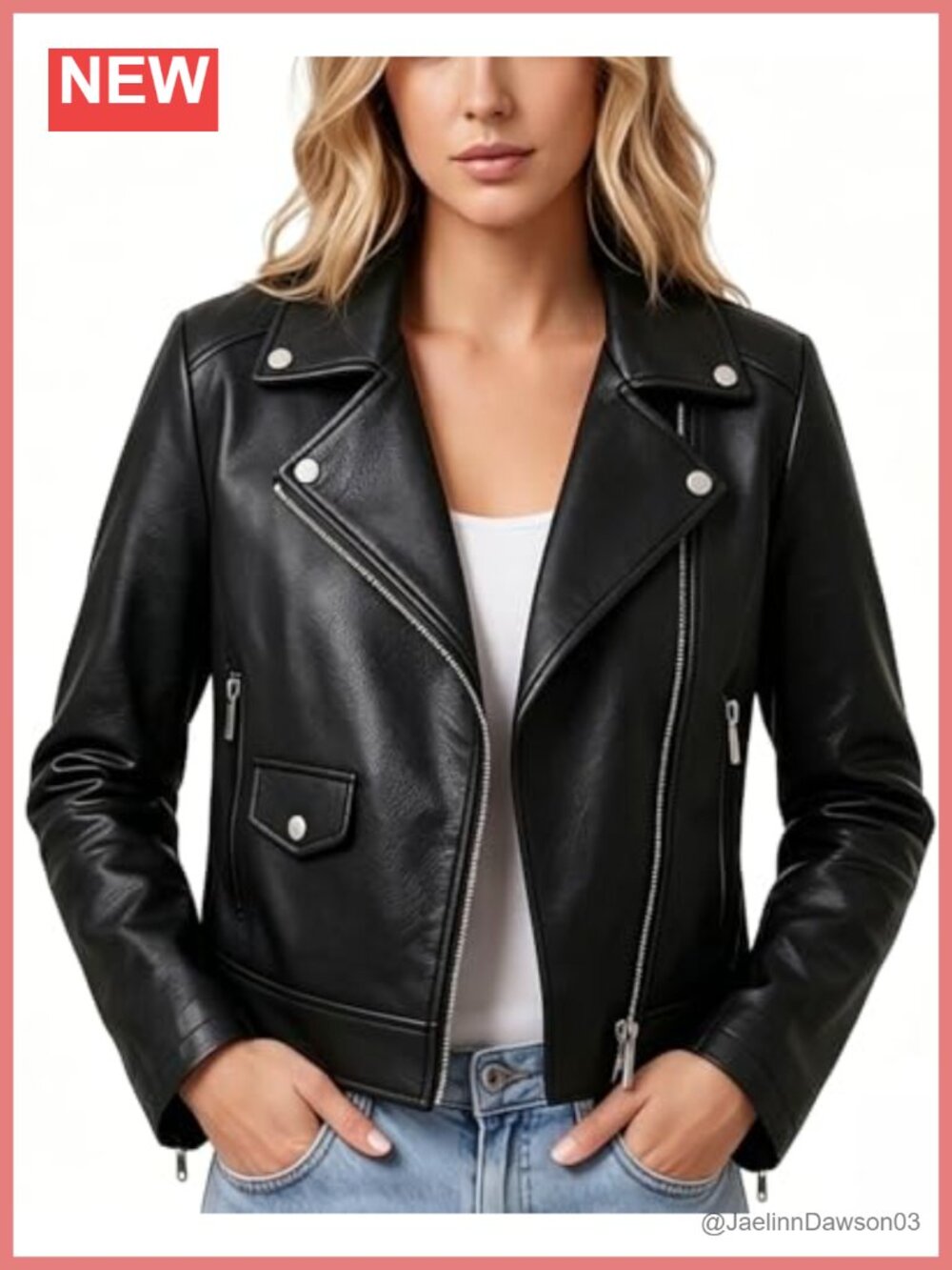 Faux Leather Jacket Women Cropped Moto Biker Coat